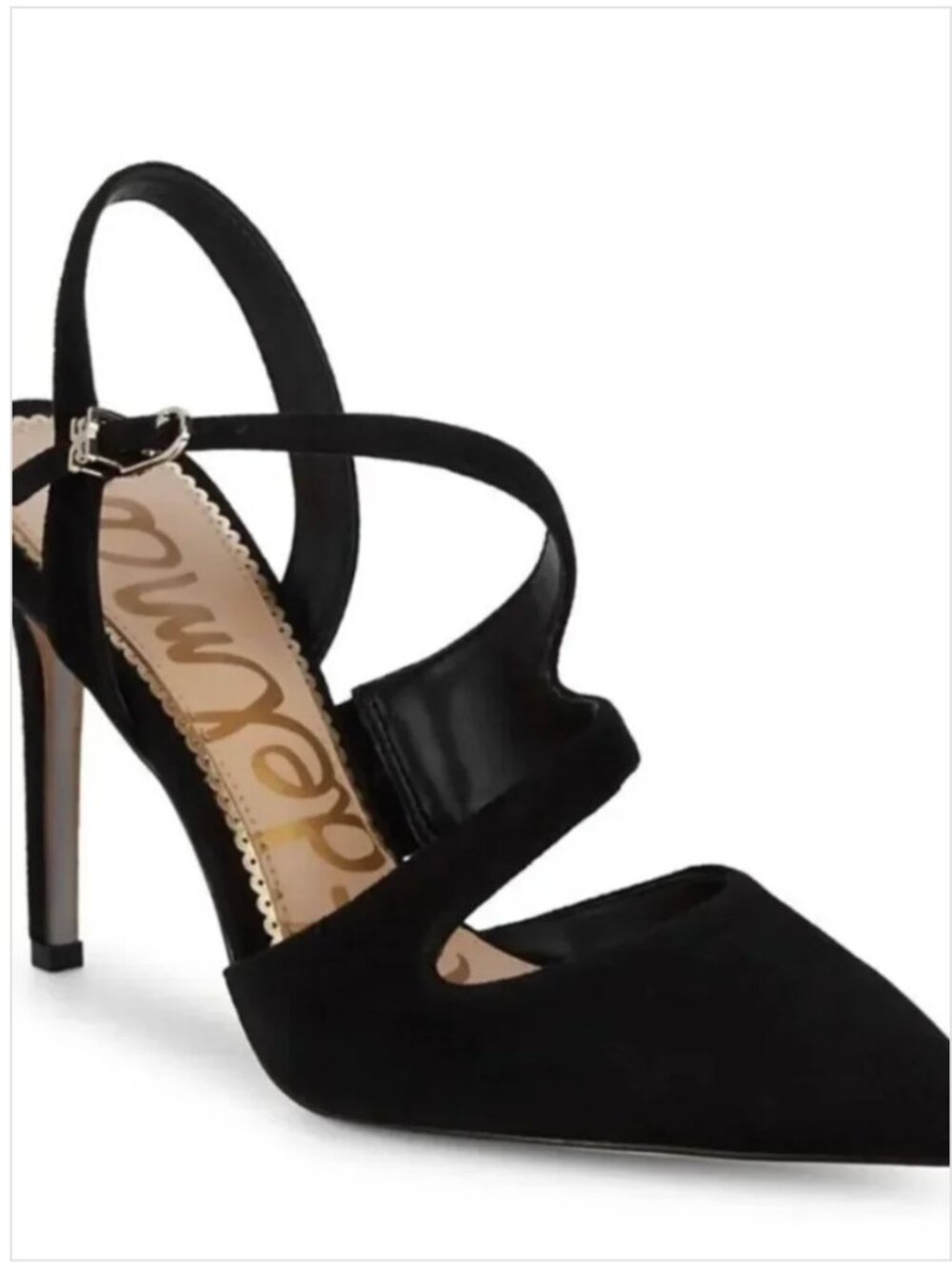 Sam Edelman Hollyn High Heels Strappy Slingback Pumps Suede Pointed Toe Black 8